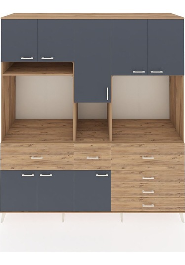Kronos Dolap 10 Raflı 6 Çekmeceli 8 Kapaklı 220x59x243 Çam-antrasit/çam Antrasıt/atlas Çam Kronos Dolap 10 Raflı 6 Çekmeceli 8 Kapaklı 220x59x243 Çam-antrasit/çam Antrasıt/atlas Çam