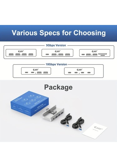 Honeybeeshop Masasüstü Kelepçeli C Tipi Usb 3 0 Bolucu Simli