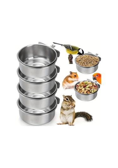 Willowhaven 4 Parça Paslanmaz Çelik Kuş Yemliği Askılı Temizlemesi Kolay Su Kabı