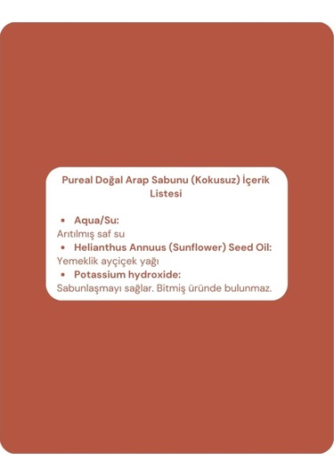 Pureal Doğal Arap Sabunu - Kokusuz 600 G Tekli