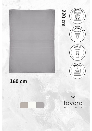 Nayra Keten Masa Örtüsü 160x220 - Gri Gri
