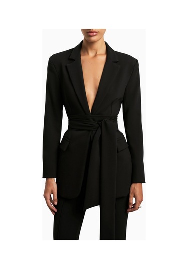 Because Of Alice Classic Blazer With Belt Klasik Blazer Kadın Ceket Siyah