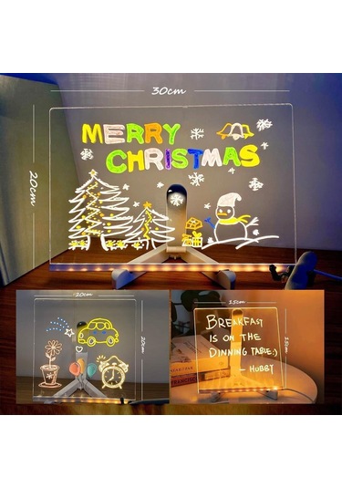 Aubyhe Çocuklar İçin Boyutlu Silinebilir Led Aydınlatmalı Çizim Tahtası - 7 Renkli Kalemli El İşleri Oyuncak Çok Renkli