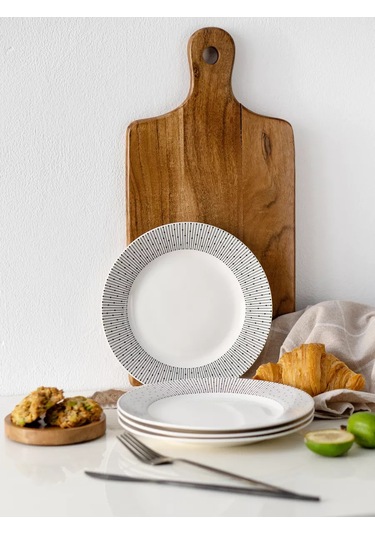 Korall Tabak Seti 4 Adet Düz Beyaz Tatlı 19cm Scandi 198216122 Beyaz