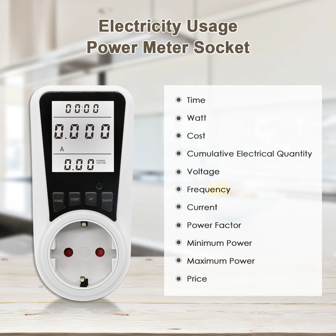Lemestar Beyaz Avrupa Standartlı Akıllı Prizi - Enerji Tüketimini, Maliyeti Ve Gücü İzleyen Elektrik Sayaç Pmb05 250V 16A