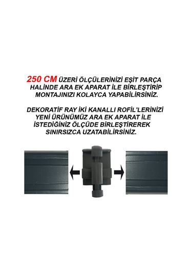 Perdemix Dekoratif Perde Ray Kornişi Alüminyum 2 Kanallı Patina Renkler