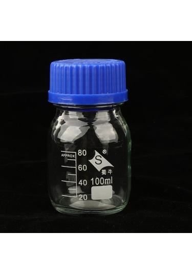 Suntek Ölçekli Çizgi Vidalı Kapaklı Mezun Yuvarlak Cam 100ml