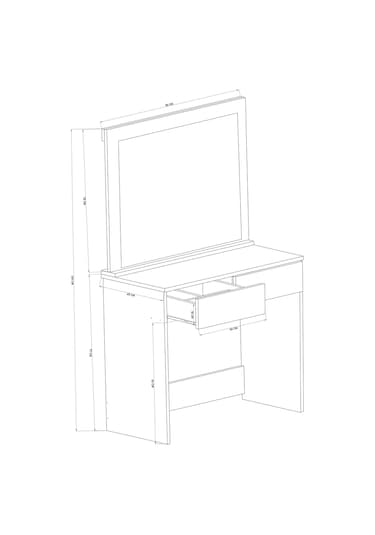 Df02110b Aynalı Beyaz Makyaj Masası Beyaz