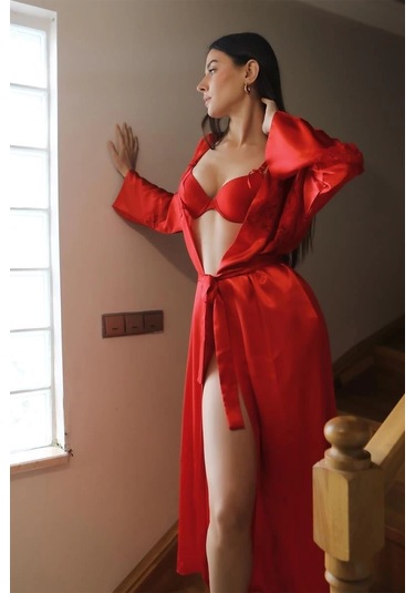 Giyim Kadın Destekli Sütyen Takım Kırmızı Kırmızı