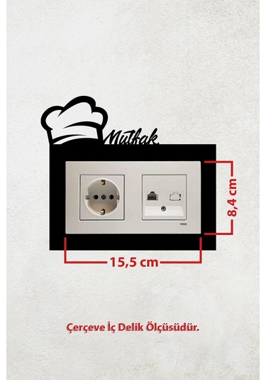 Mutfak Tasarım 2li Priz Çerçevesi İç Ölçü 15,5x8,4 Cm Mutfak Desen Duvar Süsü - Mutfak Dekorasyon