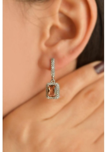 Zultanit Taşlı Rodyum Tektaş Sallantılı Baget Gümüş Küpe