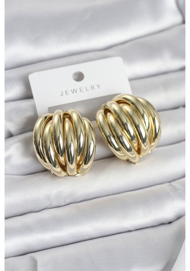 Pirinç Gold Renk Vintage Kadın Küpe Renkli 10207359