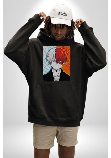 My Hero Academia Boku Anime Kadın Erkek Siyah Kapüşonlu Sweatshirt Hoodie Siyah