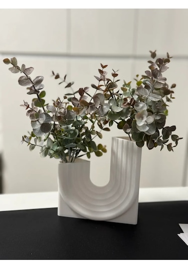 3d Baskı Modern Dekoratif Vazo 15 Cm Uzunlugu Beyaz