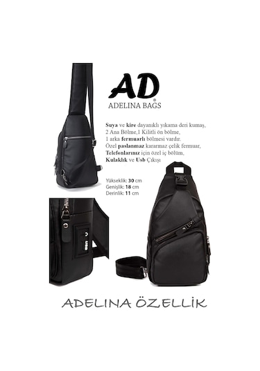 Anholt Yıkama Deri Çapraz Askılı Göğüs ve Omuz Çantası Siyah