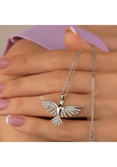 Gümüş Pazarım Anka Kuşu Kadın Gümüş Kolye Silver