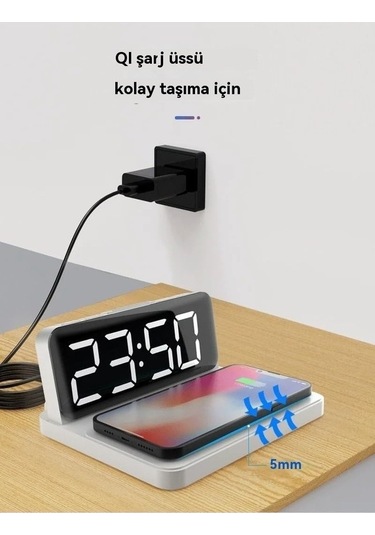 Trendooze Şarjlı Şarj Saat, Saat, Saat Kablosuz Kablosuz Elektronik Edilebilir Çalar Çalar Jy