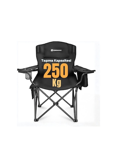 Fundango Mega Comfort Xxl Katlanır Kamp Sandalyesi Black Siyah