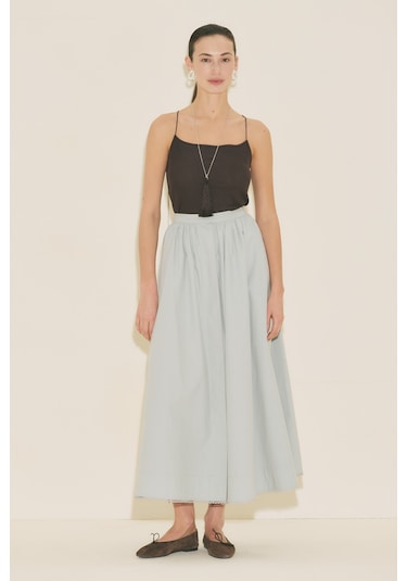 Manuka Önü Düğmeli Poplin Etek Mavi Ss26etk00001-22 Mavi