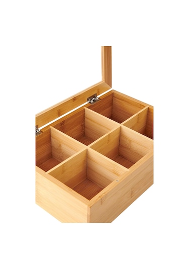 Bambu Organizer Kutu Takı Aksesuar Kutusu, Çay Kutusu 6 Bölmeli