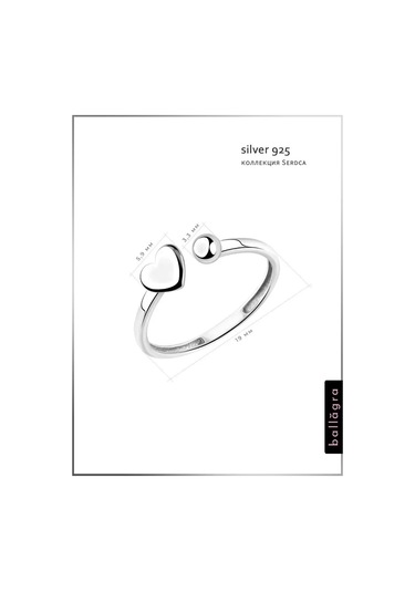 Ballagra Açılabilir 925 Ayar Gümüş Kalp Yüzük 39865150 Gri