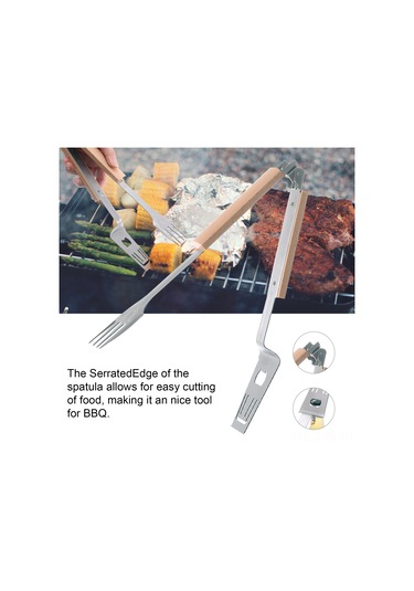 Symbee Çelik Paslanmaz Dışarıda Bbq Mangal Araçları, Ayrılamabilir Tasarım, Gofretli Kenar, Çubuk Ve Spatula, Oyuncaq, 27.8cm, Steak夹 Çok Renkli