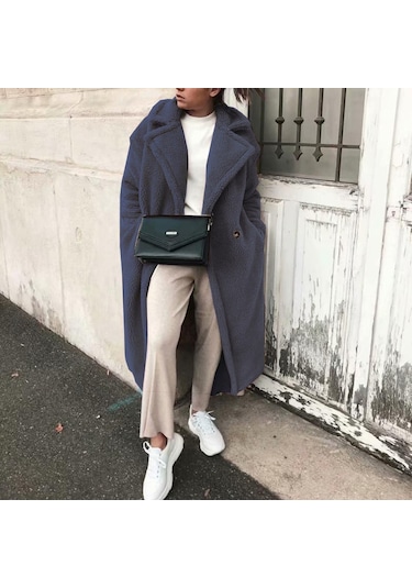 Peluş Kışlık Kadın Düğmeli Astarlı Tüylü Ceket 001