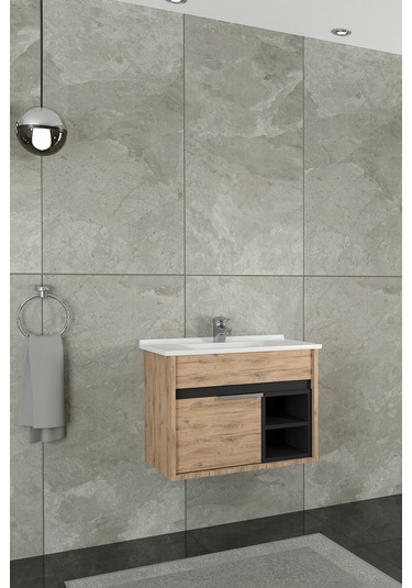 Napoli 65 Cm Beyaz Lavabolu Alt Modül - Dorado Antrasit Dorado