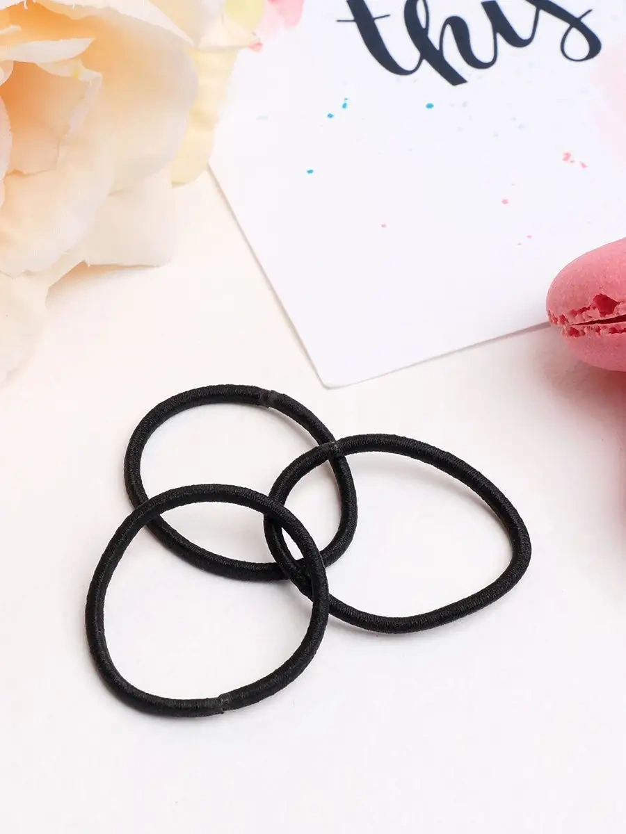 Queen Fair Siyah İnce Saç Lastikleri 20 Adet Tofi 12011829 Siyah