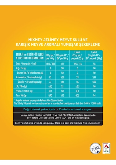 Jelimey Karma 6 Adet X 35 Gr 3 Klasik + 3 Tropik Jelatinsiz Doğal Gummy Bear