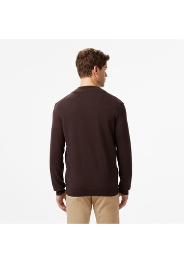 Nautica Erkek Kahverengi Classic Fit Kazak Düz S57104t Kahverengi