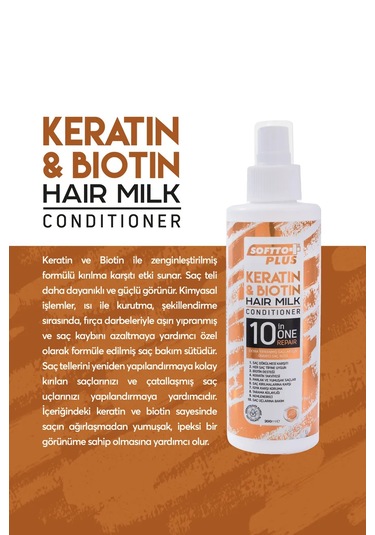 Softto Plus Keratin & Biotin Extra Yıpranmış Saçlar İçin Onarıcı Saç Sütü 200 ML