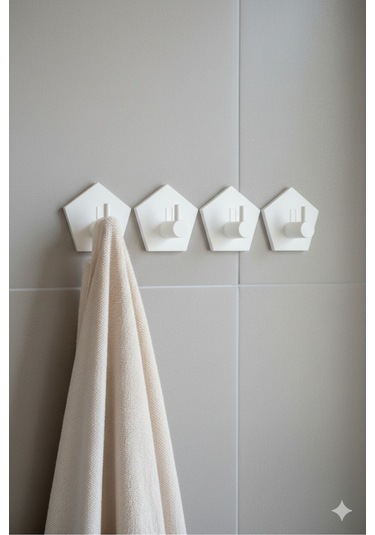 4 Lü Askılık Havlu Askısı, Bornoz Askısı, Kapı Arkası, Duvara Monte, Dayanıklı Malzeme, Mavi 71 Mavi