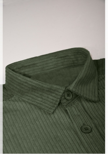 Deepsea Yeşil Cepli Likralı Kadife Kumaş Rahat Kesim Erkek Gömlek Yumuşak Dokulu, Şık Tasarım Gömlek 2600759 Yeşil