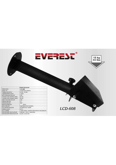 Everest Lcd 608 50 50 10" 24" Tv Tavan Askı Aparatı