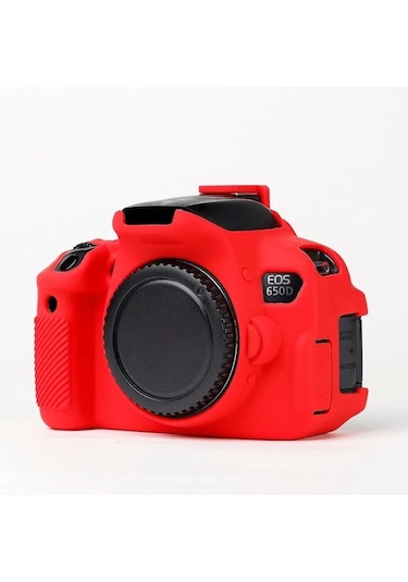 Butu Canon Eos 700d / 650d / 600d Yumuşak Silikon Kılıf Koruyucu Kapak Çizilmez Kamera Çantası - Kırmızı