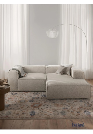 Most Mollis Plus Sağ Köşe 2 Modül Köşe 01 Lüks Beyaz Bukle Kumaş