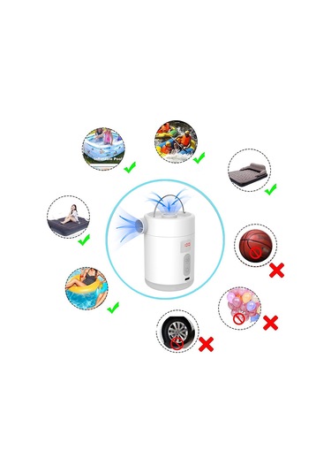 Xindoker Dışarıda Kullanım Portatif Elektrikli Hava Pompa, Led Işık Ve Pil Göstergesi, 3 Işık Modu, 3 Fişli, Siyah Dahili Li-pil