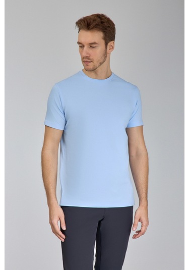 Bisse Supima Gömlek Yaka Cool Touch Erkek T-shirt Mavi Ts24y24106 D35 Mavi