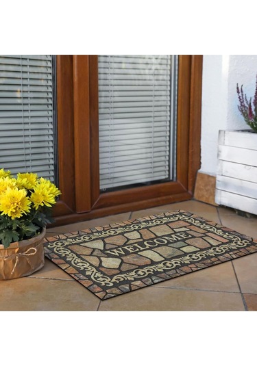 Welcome Yazılı Kaliteli Kauçuk Kapı Önü Paspası 001