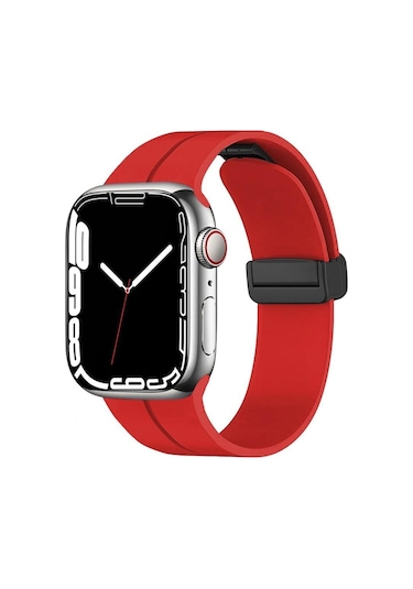 Apple Uyumlu  Watch 42 MM Manyetik Klipsli Silikon Lüx Kordon