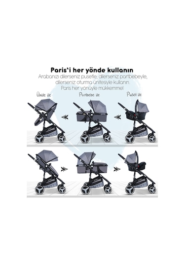 Baby Home 945 Travel Sistem Bebek Arabası + 505 Bebek Sepeti