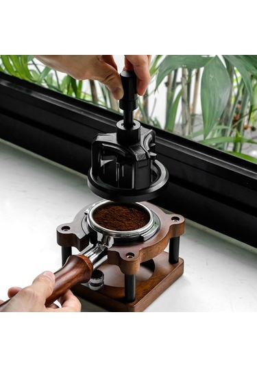Skycity 51mm Derinlik Ayarlanabilir Kahve Karıştırıcı - Paslanmaz Çelik Ve Alüminyum Rotatif İğne Dağıtıcı Aracı Siyah