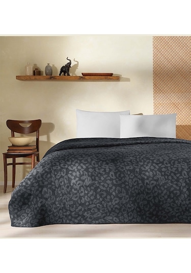 Taç Pamuk Battaniye Dobby Siyah Çift Kişilik