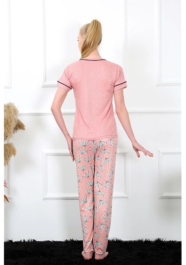 Giyim Kadın Gül Kurusu Kısa Kol Pijama Takım GÜL KURUSU