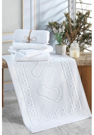 Lavabo Ayak Paspası , Ayak Desenli Paspas , Otel Paspası , Banyo Paspası ,wc Paspası Beyaz