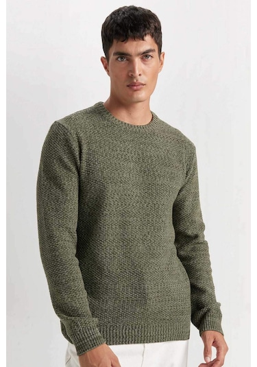 DeFacto Standart Fit Normal Kesim Bisiklet Yaka Dokulu Basic Düz Triko Kazak R1175AZ24WNKH268