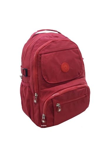 Baginn Kadın Sırt Çantası Çok Cepli Yağmur Geçirmez Hafif Kumaş Sırt Çantası Bordo Renk Bordo