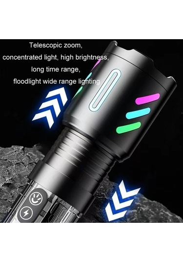 Wondernest Type-c Şarj Edilebilir Zoomlu Açık Hava Güçlü Lazer El Feneri 519 Çok Renkli