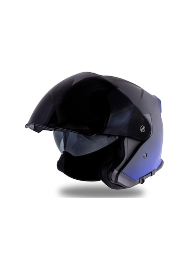 Palio 2.0 Deepsky Mat Siyah-navy Mavi Güneş Vizörlü Açık Kask C5 Mat Siyah